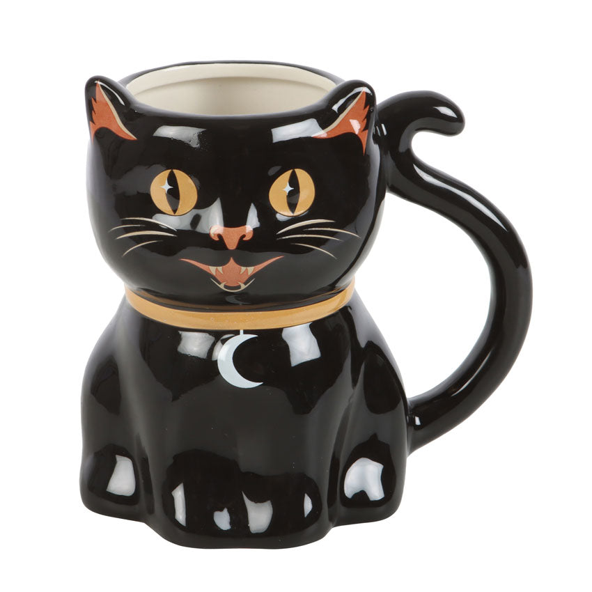 Scared Black Cat and Black 2024 Spider Halloween Mug, Handmade Stoneware Pottery