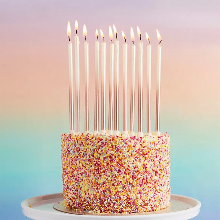 Rose Gold Birthday Candles - 12 Pack
