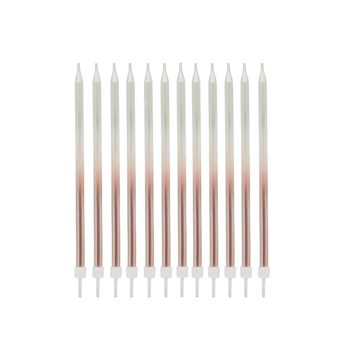 Rose Gold Birthday Candles - 12 Pack