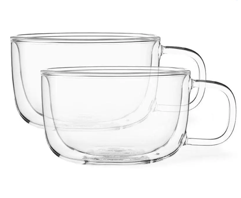 Double Wall Glass Cup 14 oz - Set Of 2