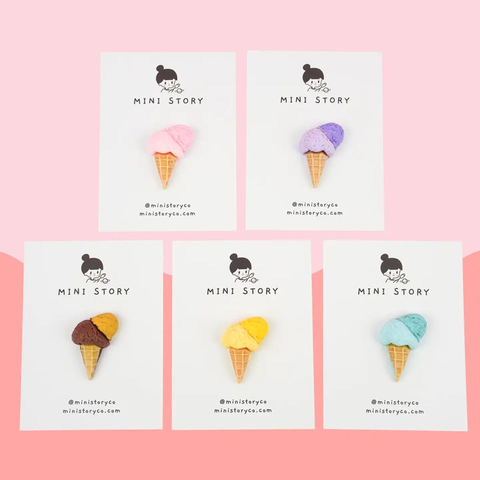 Ice Cream Cone Pin -multi colour-