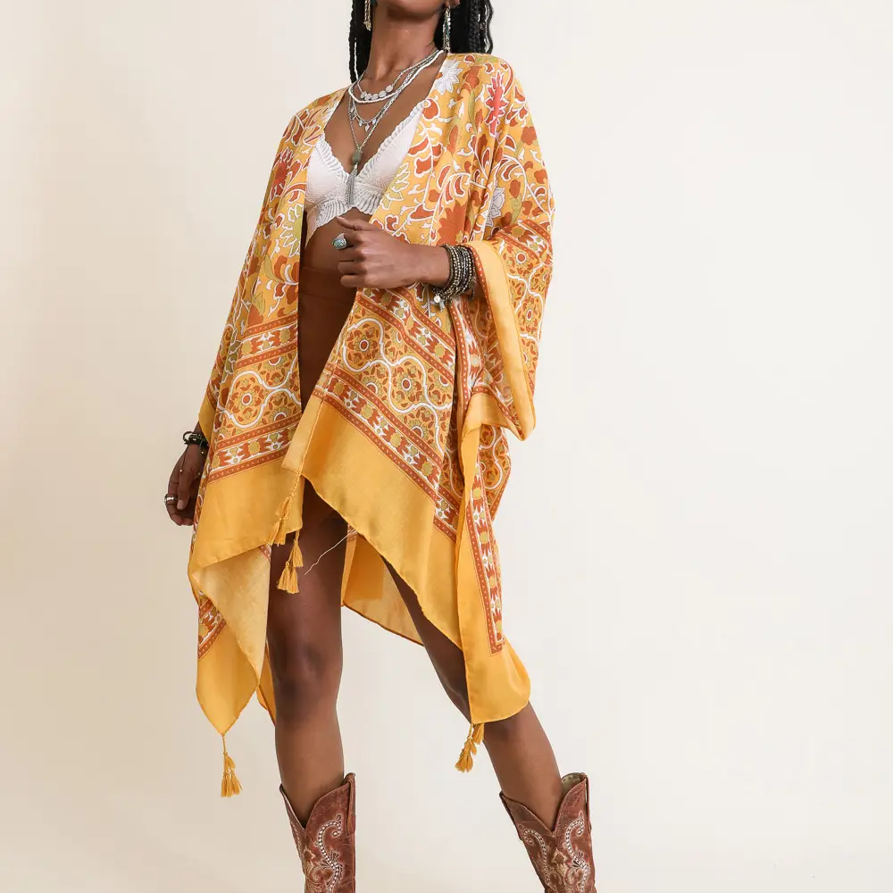 Moroccan Tapestry Tassel Kimono