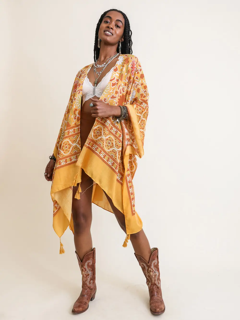 Moroccan Tapestry Tassel Kimono