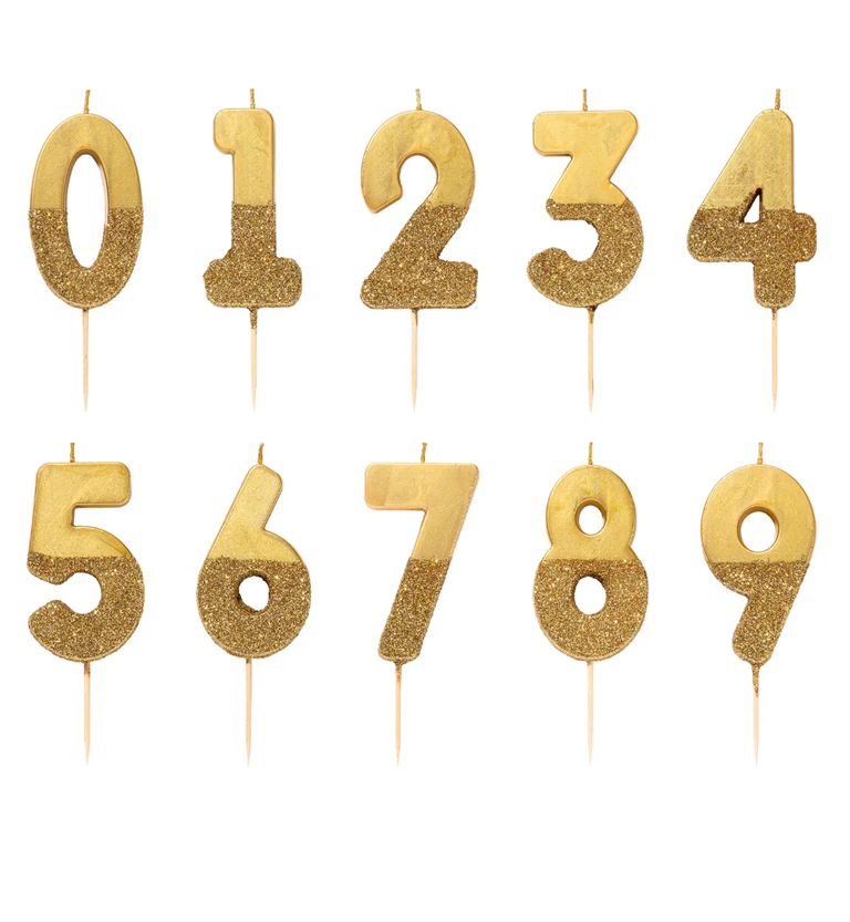 Gold Number Candles