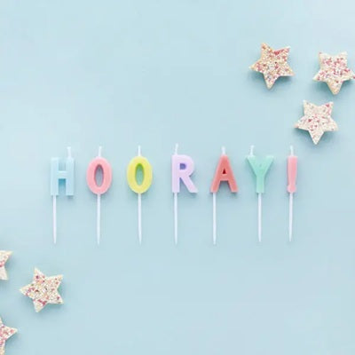 
                      
                        Pastel 'HOORAY!' Candles - 7 Pack
                      
                    