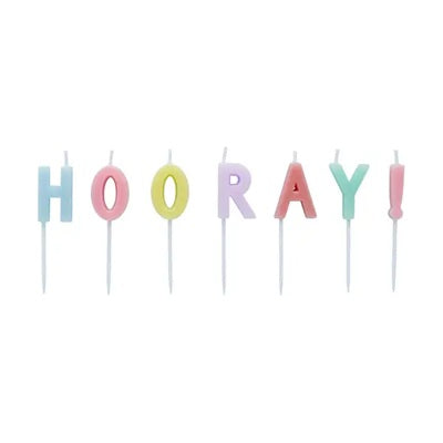 Pastel 'HOORAY!' Candles - 7 Pack