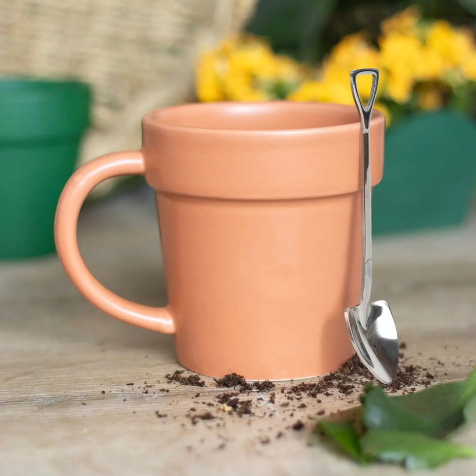 Plant Pot Ceramic Mug with Shovel Spoon