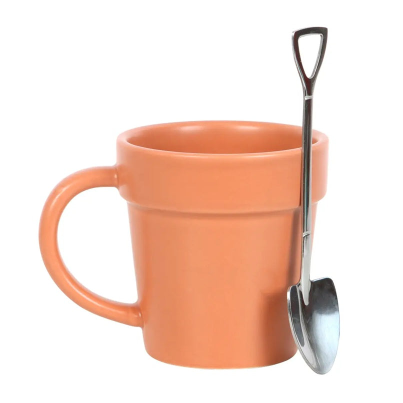 Plant Pot Ceramic Mug with Shovel Spoon