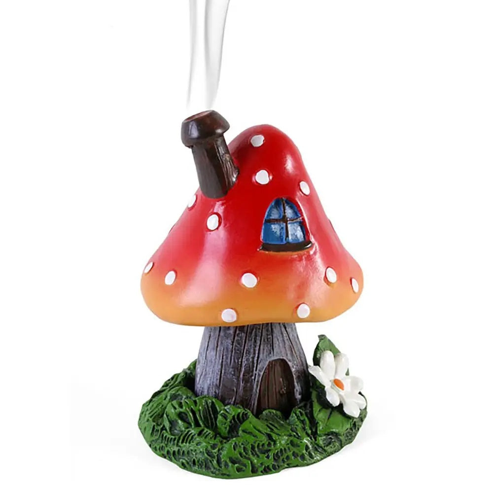 Red Mushroom House Incense Burner