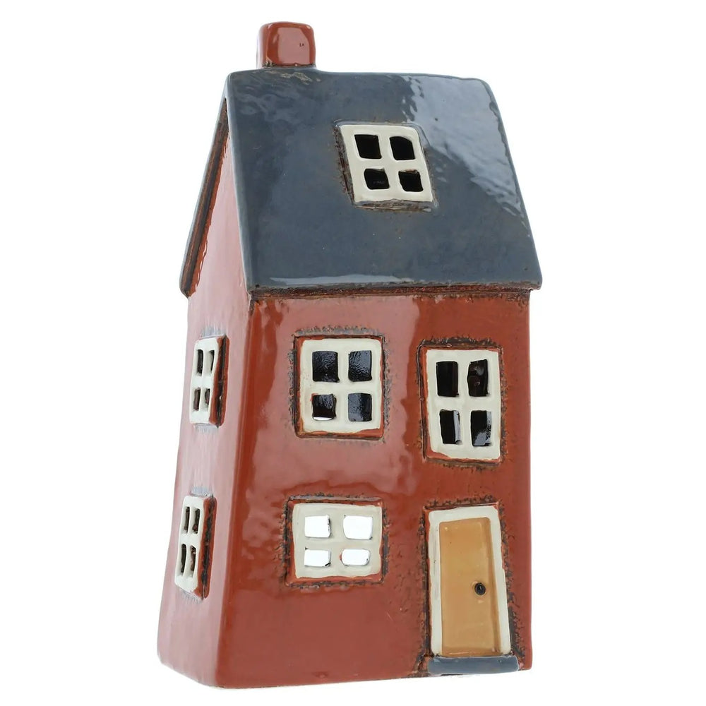 Village Collection: Red & Blue House Tealight Holder / Planter