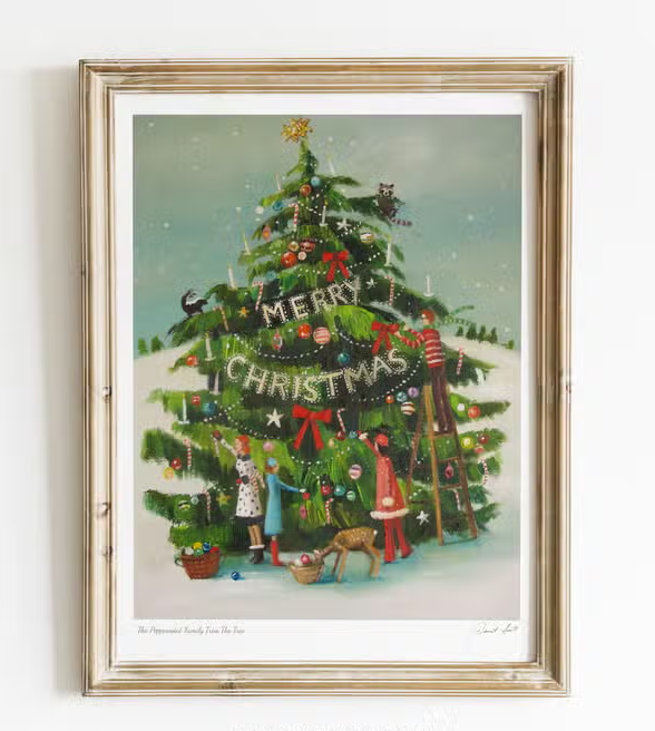 The Peppermint Family Trim the Tree Art Print