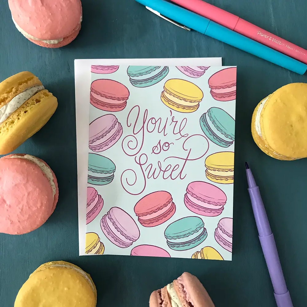 
            
                Load image into Gallery viewer, You&amp;#39;Re So Sweet - Macarons Card
            
        