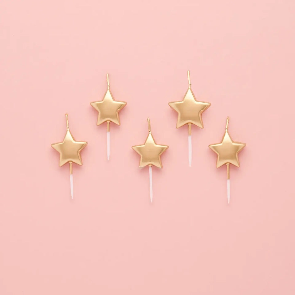 Gold Satr Candles - 5 Pack