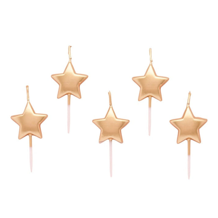 Gold Satr Candles - 5 Pack