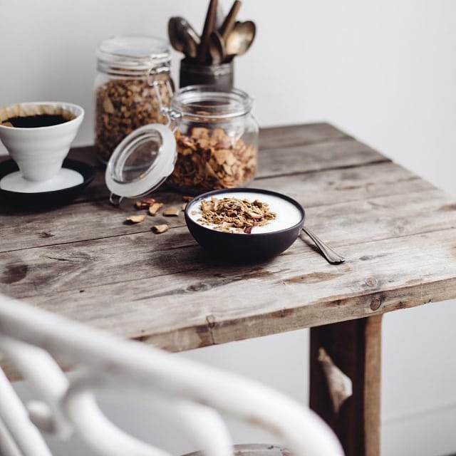 Handmade Cereal Bowl - Matte Black.Linen