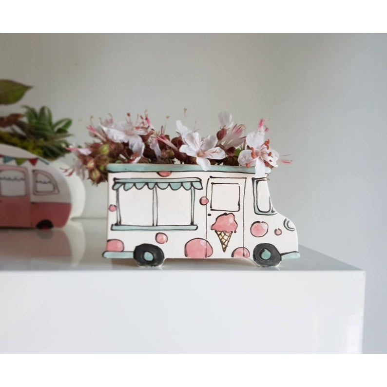 Ceramic Planter - Vintage Ice Cream Truck