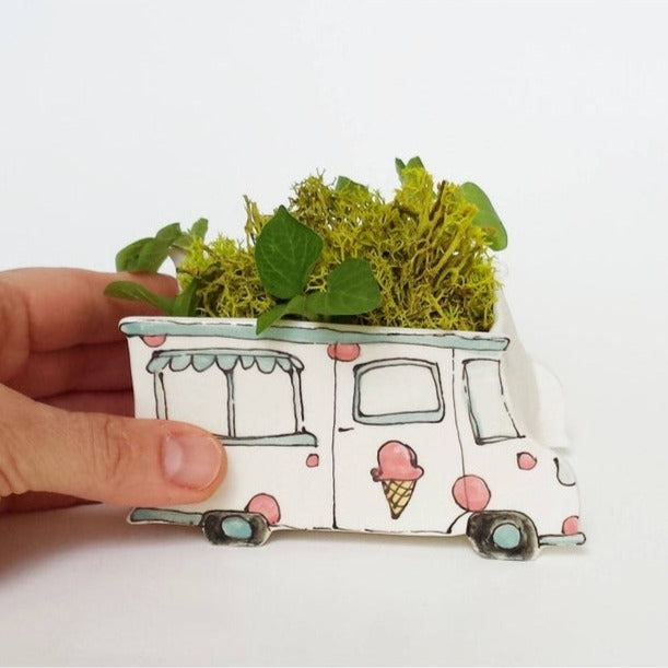 Ceramic Planter - Vintage Ice Cream Truck