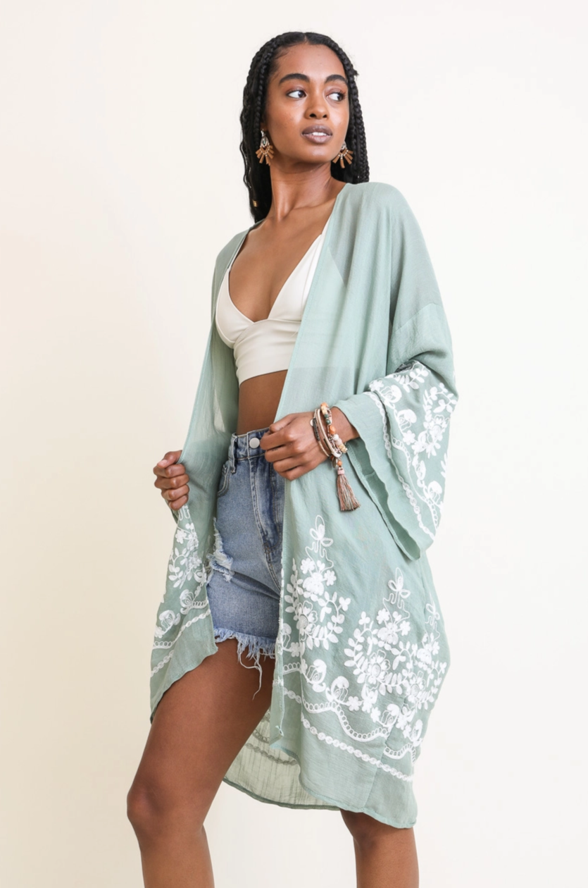 Embroidered Lightweight Kimono