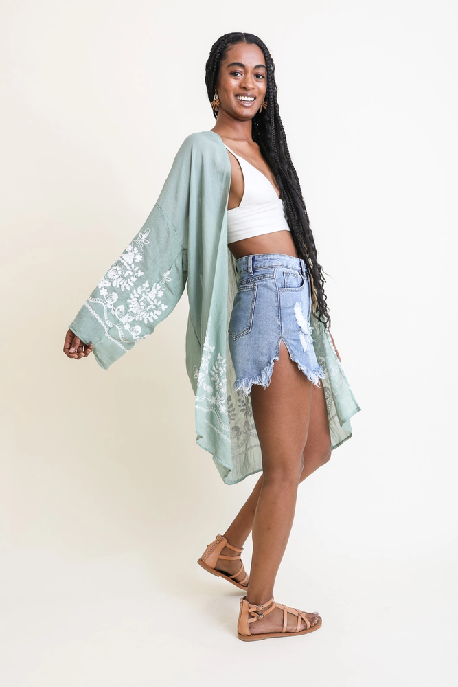 
                      
                        Embroidered Lightweight Kimono
                      
                    