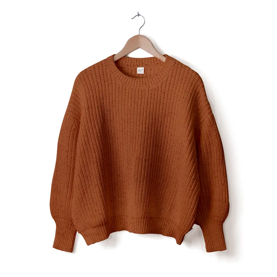 Organic Cotton Chunky Knit Sweater - Clay