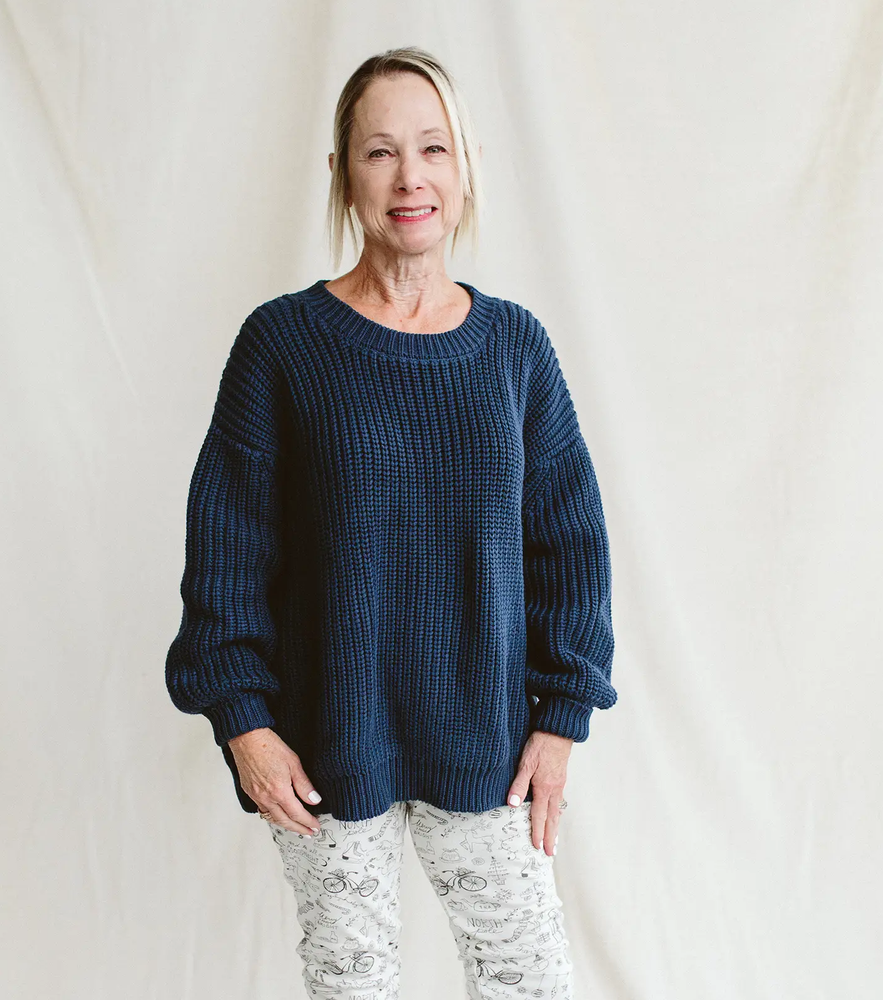 Organic Cotton Chunky Knit Sweater - Midnight