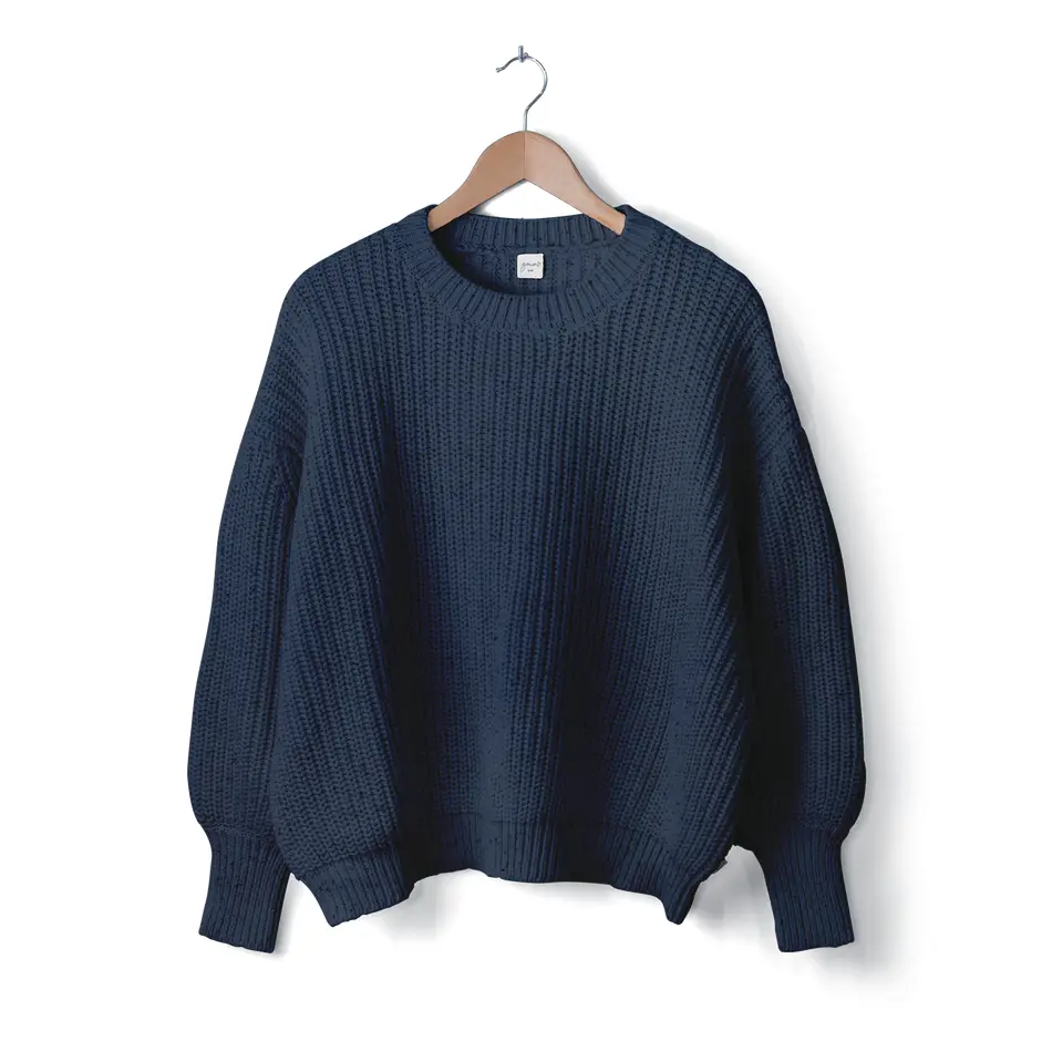Organic Cotton Chunky Knit Sweater - Midnight