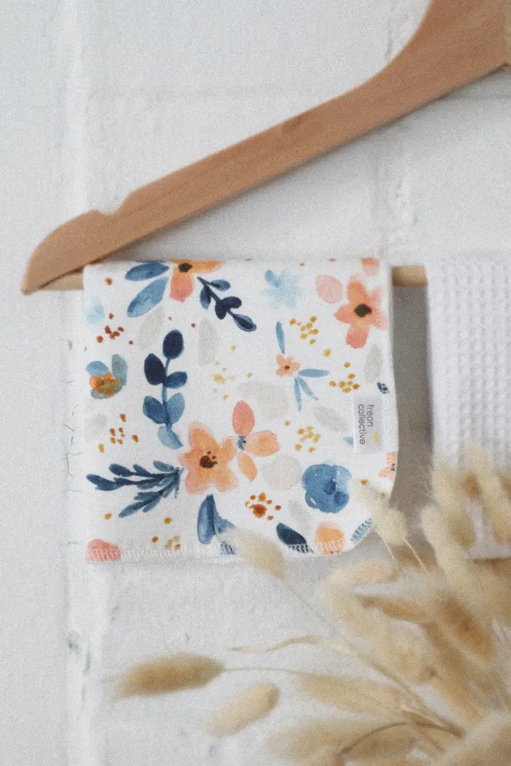 Organic Cotton Face Cloth - Fawn Florals