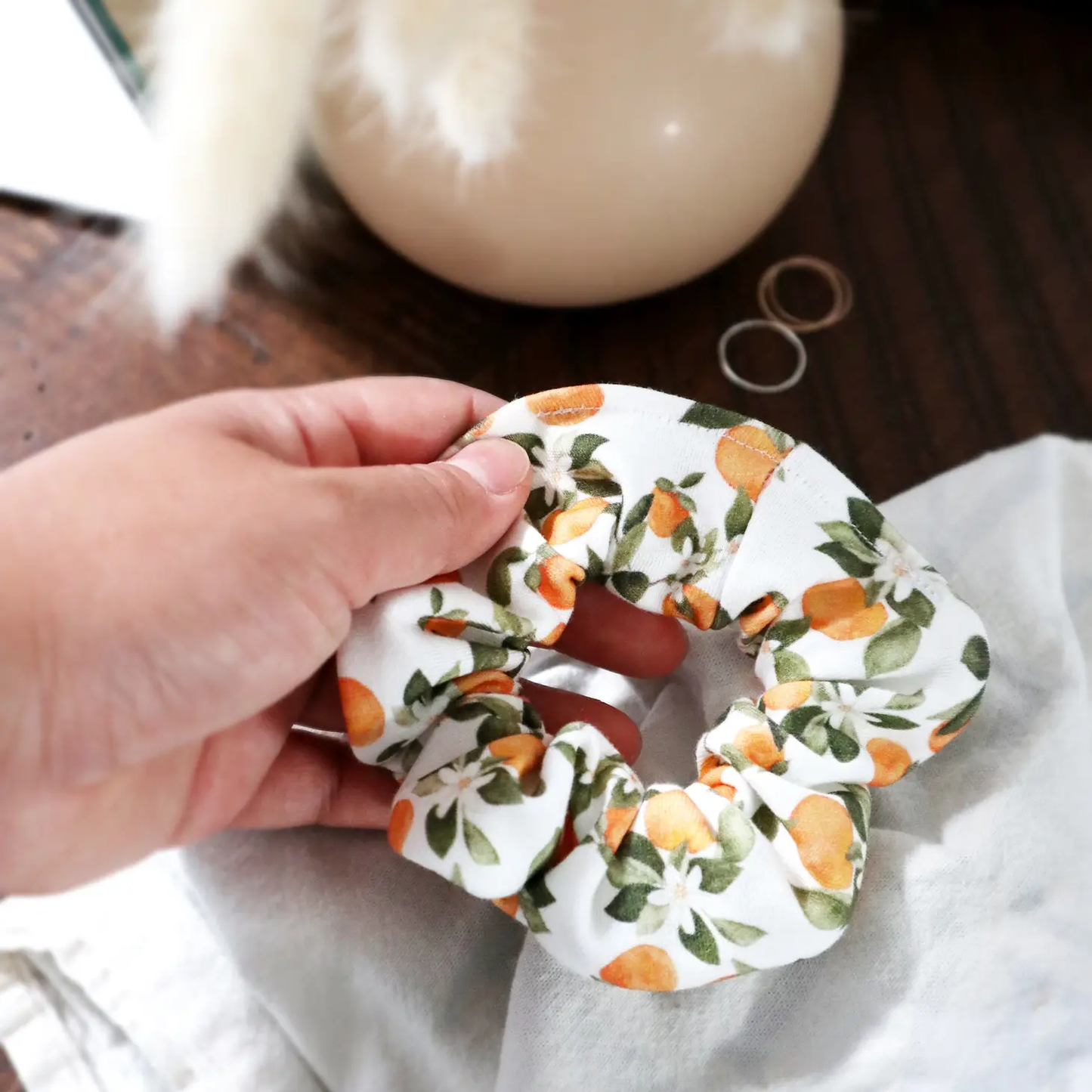 Organic Cotton Hair Scrunchie - Clementine