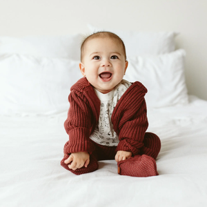 Organic Cotton Kids Knit Hoodie - Hot Cocoa