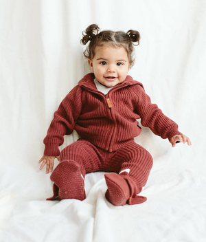 Organic Cotton Kids Knit Hoodie - Hot Cocoa