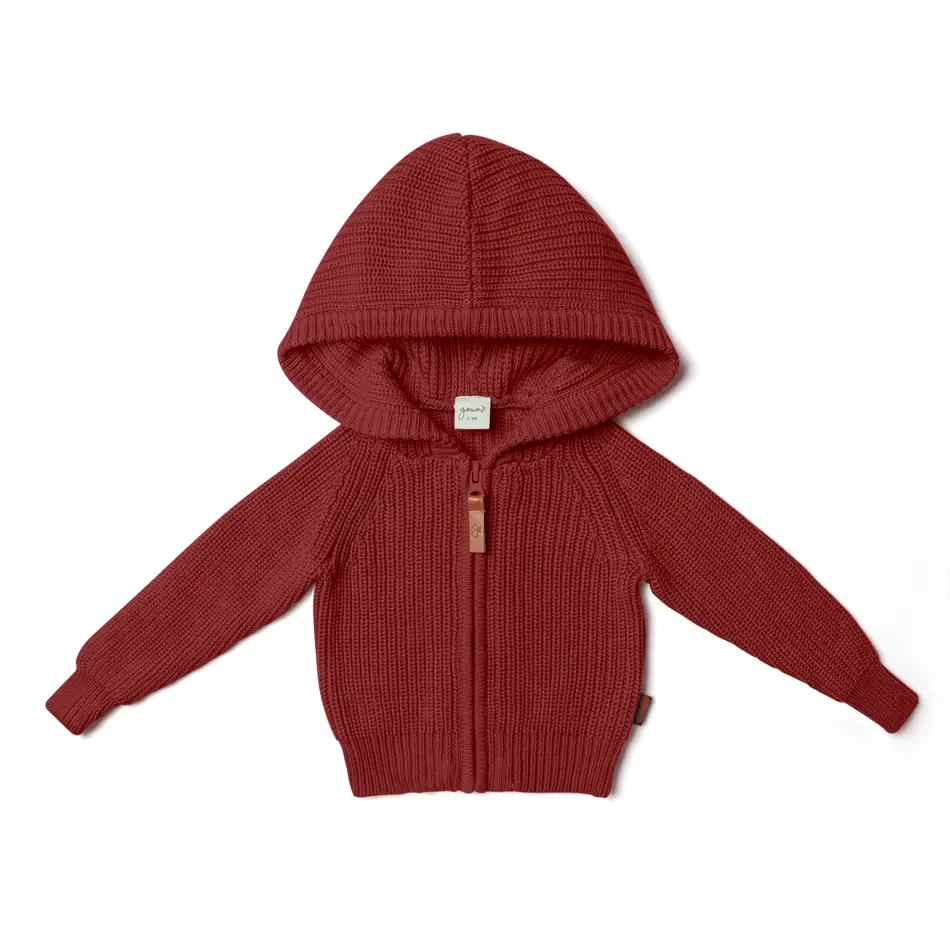 Organic Cotton Kids Knit Hoodie - Hot Cocoa