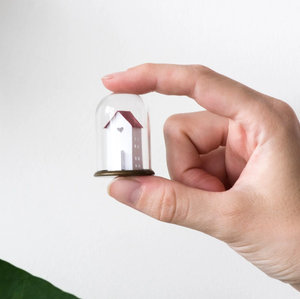 Paper Miniature House in Glass Dome