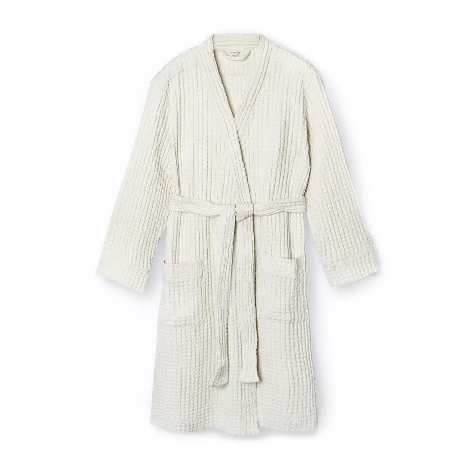 Organic Cotton Waffle Robe - Milk