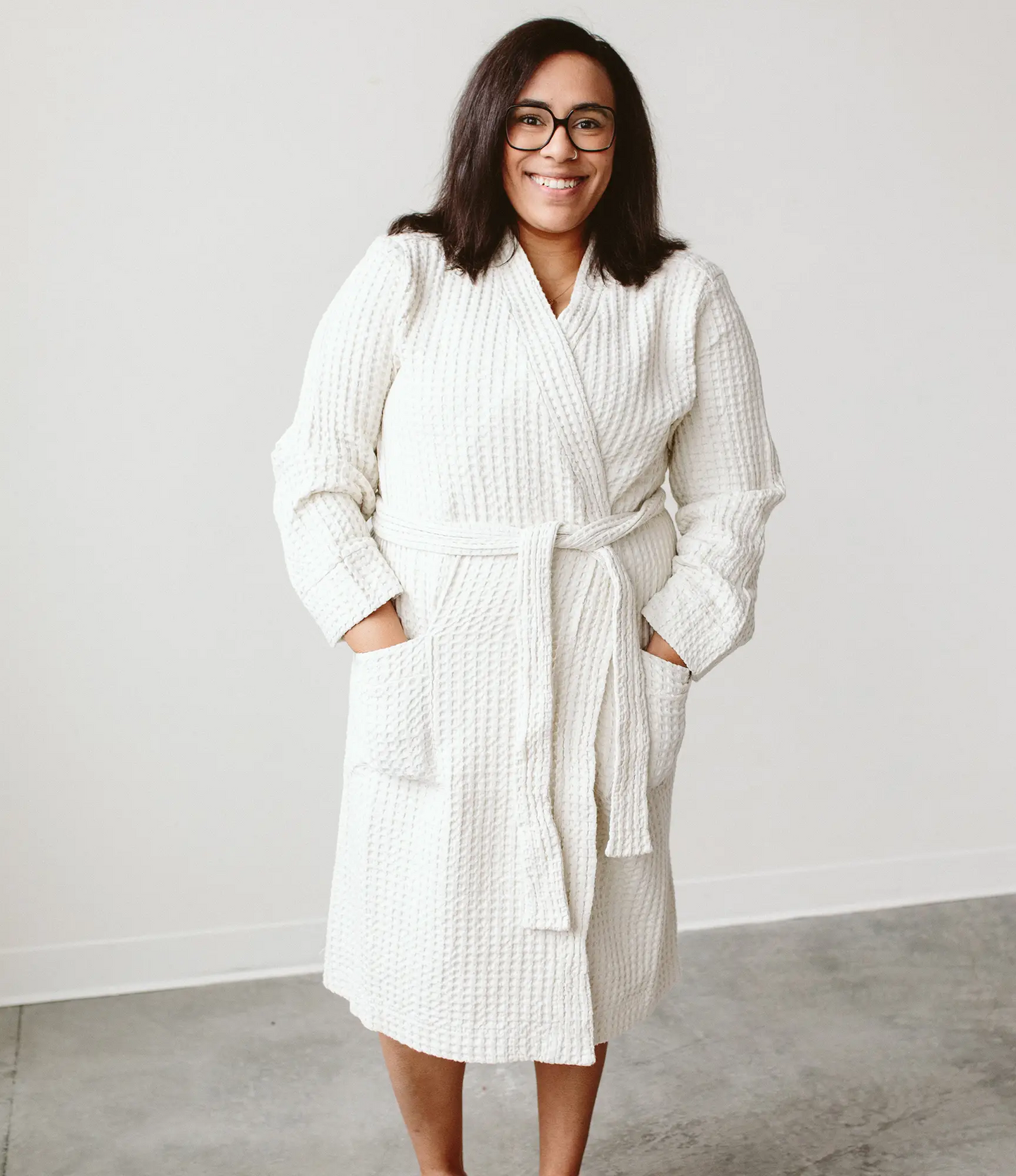 Organic Cotton Waffle Robe - Milk