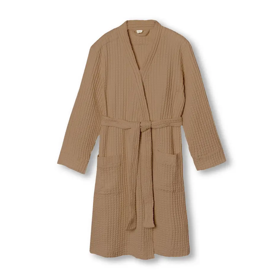 Organic Cotton Waffle Robe - Toffee